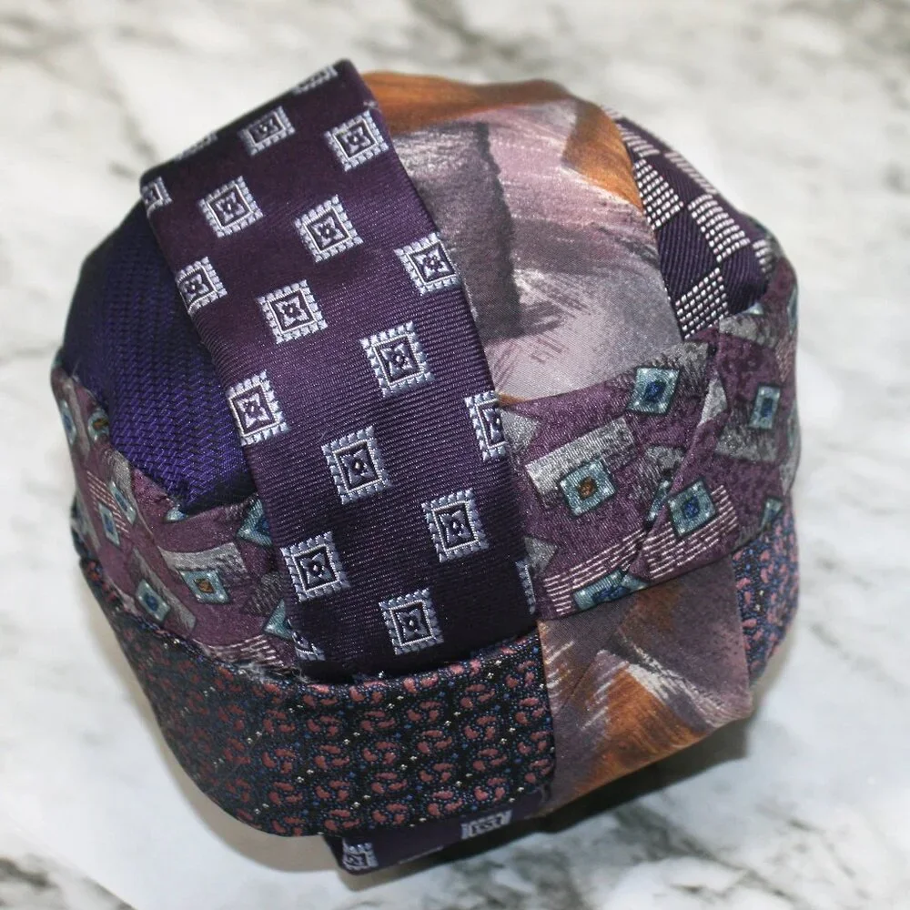 HAND CRAFTED Purple Pumpkin Fall Holiday Upcycled Neck Ties Silk Stuffed Decor